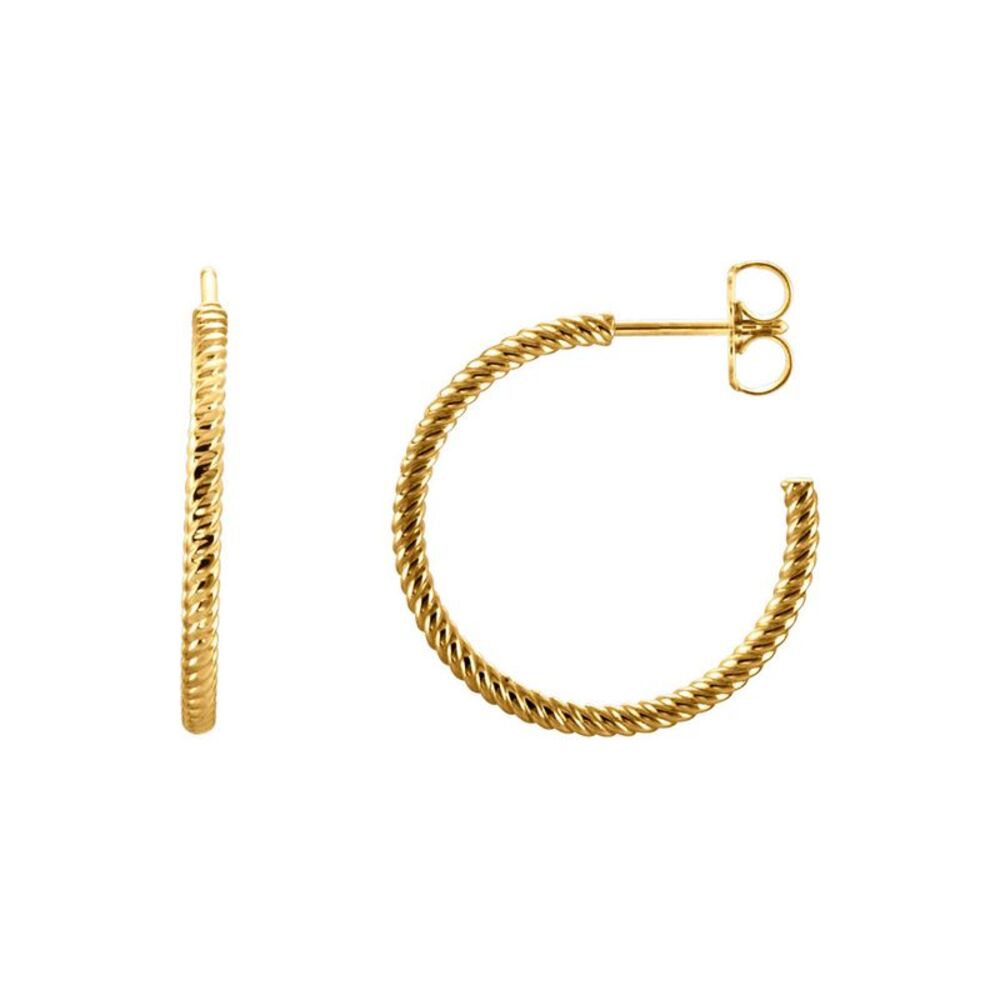 Rope Round Hoop Earrings in 14k Yellow Gold, 21mm (13/16 Inch)